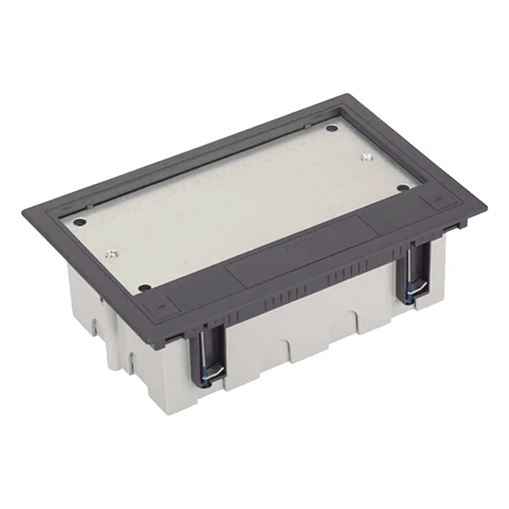 Caja Para Instalación en Pavimento para Voz, Datos o Contactos Eléctricos / Capacidad para 4 Módulos / Espacio Embellecedor en la Tapa / Profundidad Ajustable de 70 a 100 mm (2.76 a 3.94 pulgadas) / Los Módulos se Adquieren Aparte / Incluye Registro – vista 3