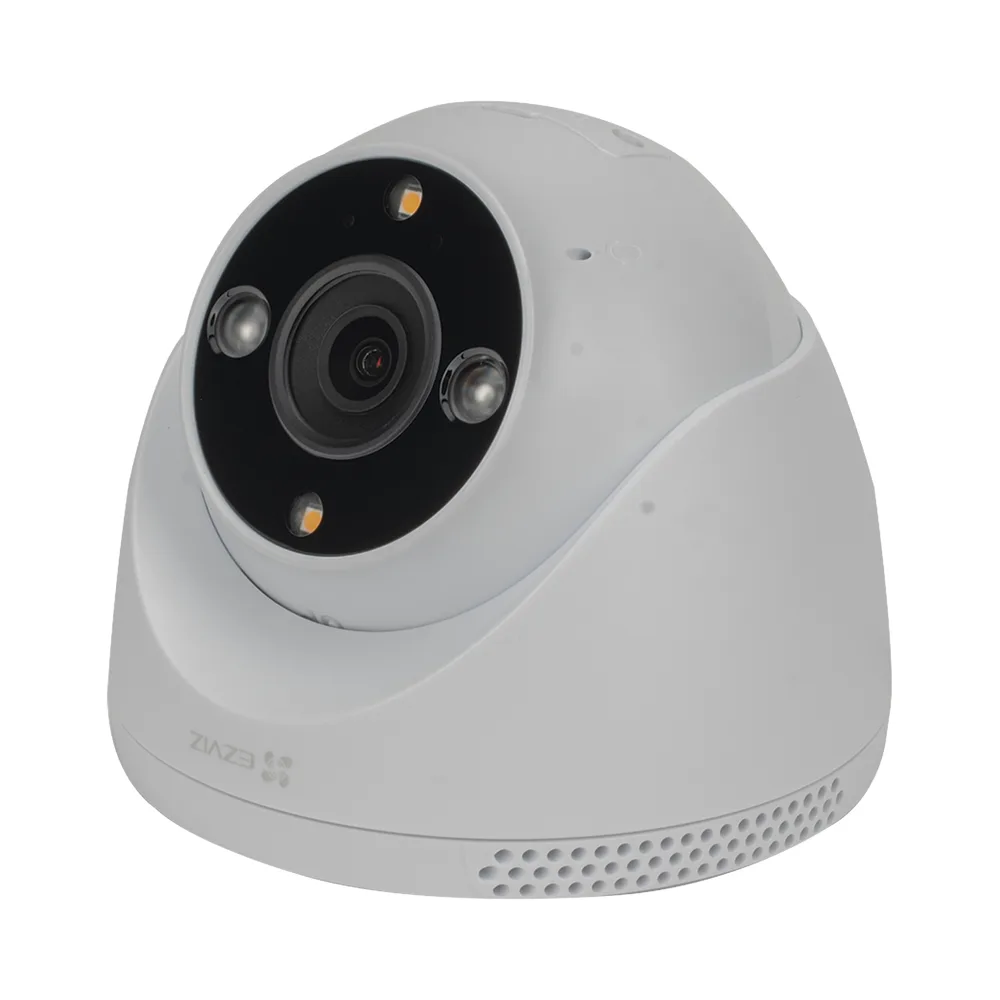 Cámara IP Domo PoE / Resolución 2K  3 Megapixel / Visión Nocturna a Color 30 m / Lente 2.8 mm 106° / Detección IA Humano/Vehículo / Audio Bidireccional / Defensa Activa con Luz y Sirena / IP67 – vista 2