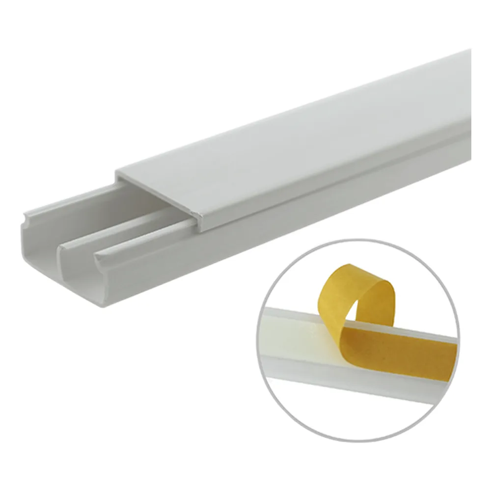 Canaleta blanca de PVC auto extinguible, con división, 20 x 10 mm, tramo 6 pies, con cinta adhesiva (5101-21252)