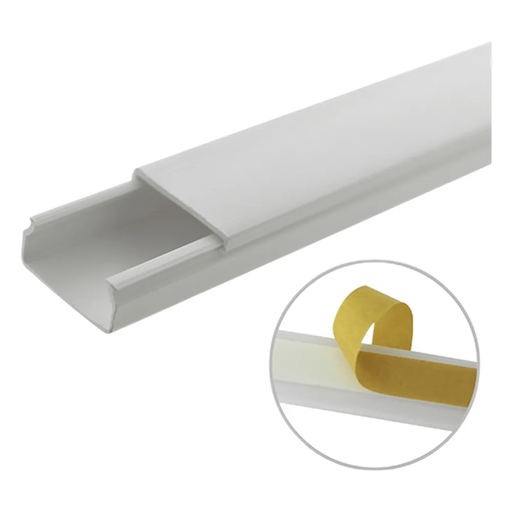 Canaleta blanca de PVC auto extinguible, sin división, 20 x 10 mm, tramo de 6 pies, con cinta adhesiva (5101-21262)