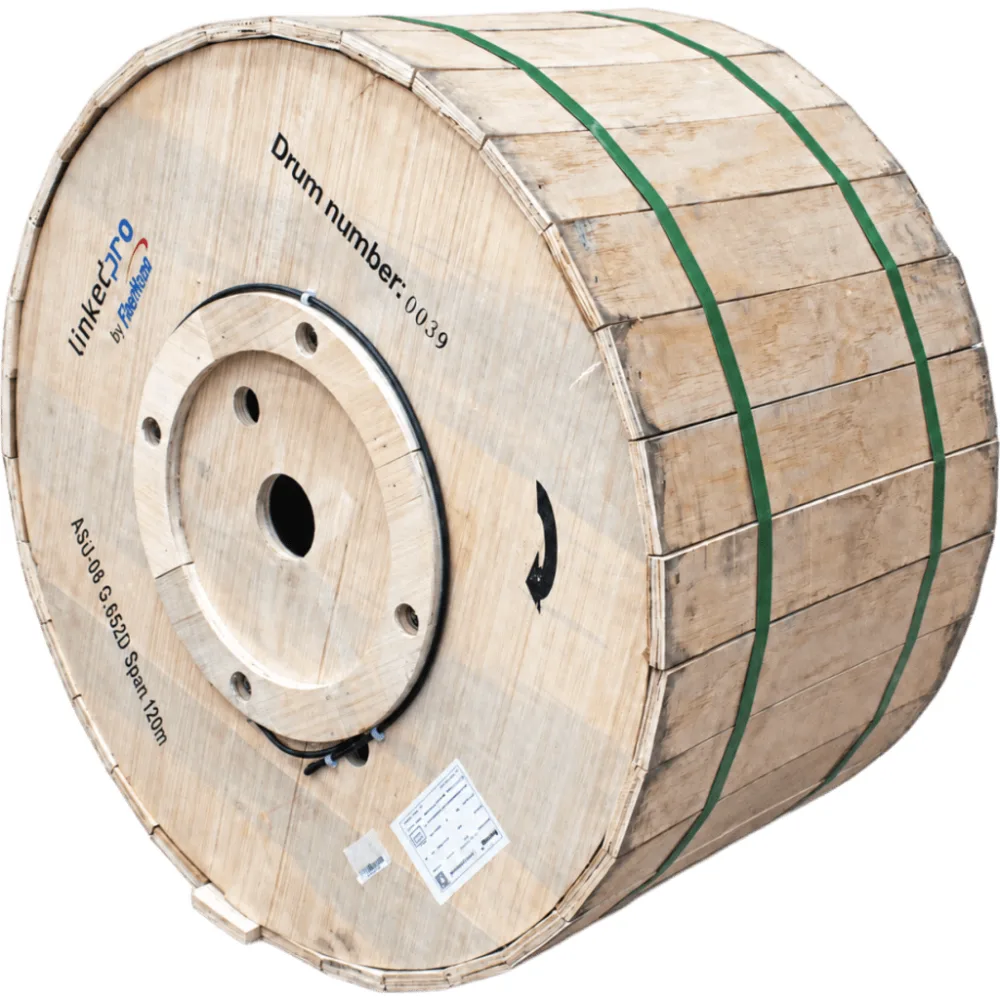 Carrete de 5 km de Fibra Óptica Aérea Mini ADSS (ASU) G.652D, Monomodo de 6 Hilos, Exterior, Span 120, Loose Tube