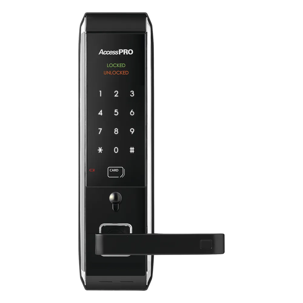 Cerradura inteligente para puertas con doble cerrojo/teclado Touch Screen, Apertura con tarjeta Mifare /Contraseña y Llave de emergencia