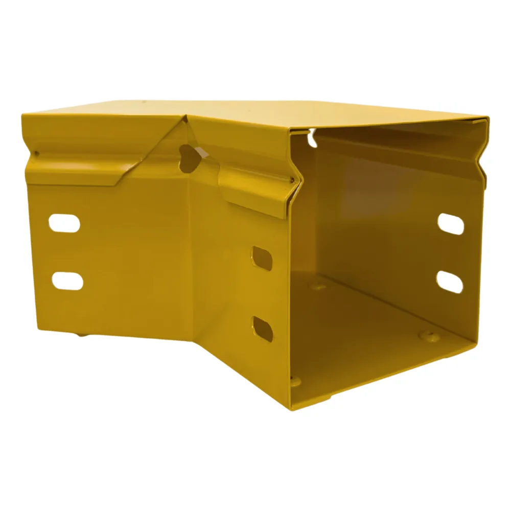 CHFIBER Curva Horizontal de 45° de Aluminio para Fibra Óptica, 4" de Peralte, 4" de Ancho y Radio de 8", con Pintura Epóxica Amarilla, Incluye Tapa, un Par de Coples y Tornillería