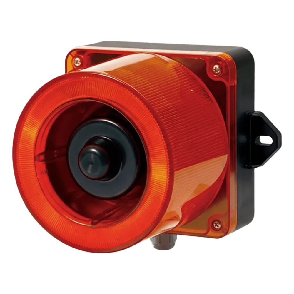 Combinacion de baliza LED color Rojo y sirena electrónica de 31 tonos resistente a la intemperie de volumen máx. 123 dB a 110-220 VCA