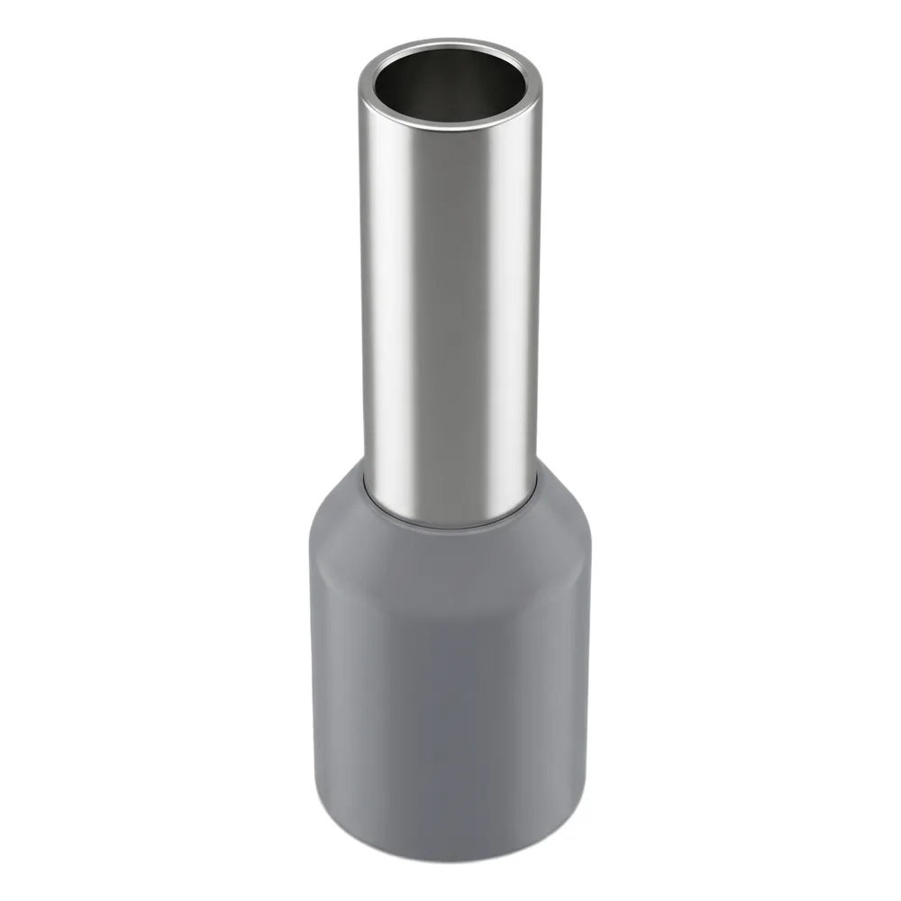 Conector Ferrule | 12AWG | 4mm² | Conductor Latón Estañado | Aislamiento PVC Gris | 25 Piezas por Bolsa