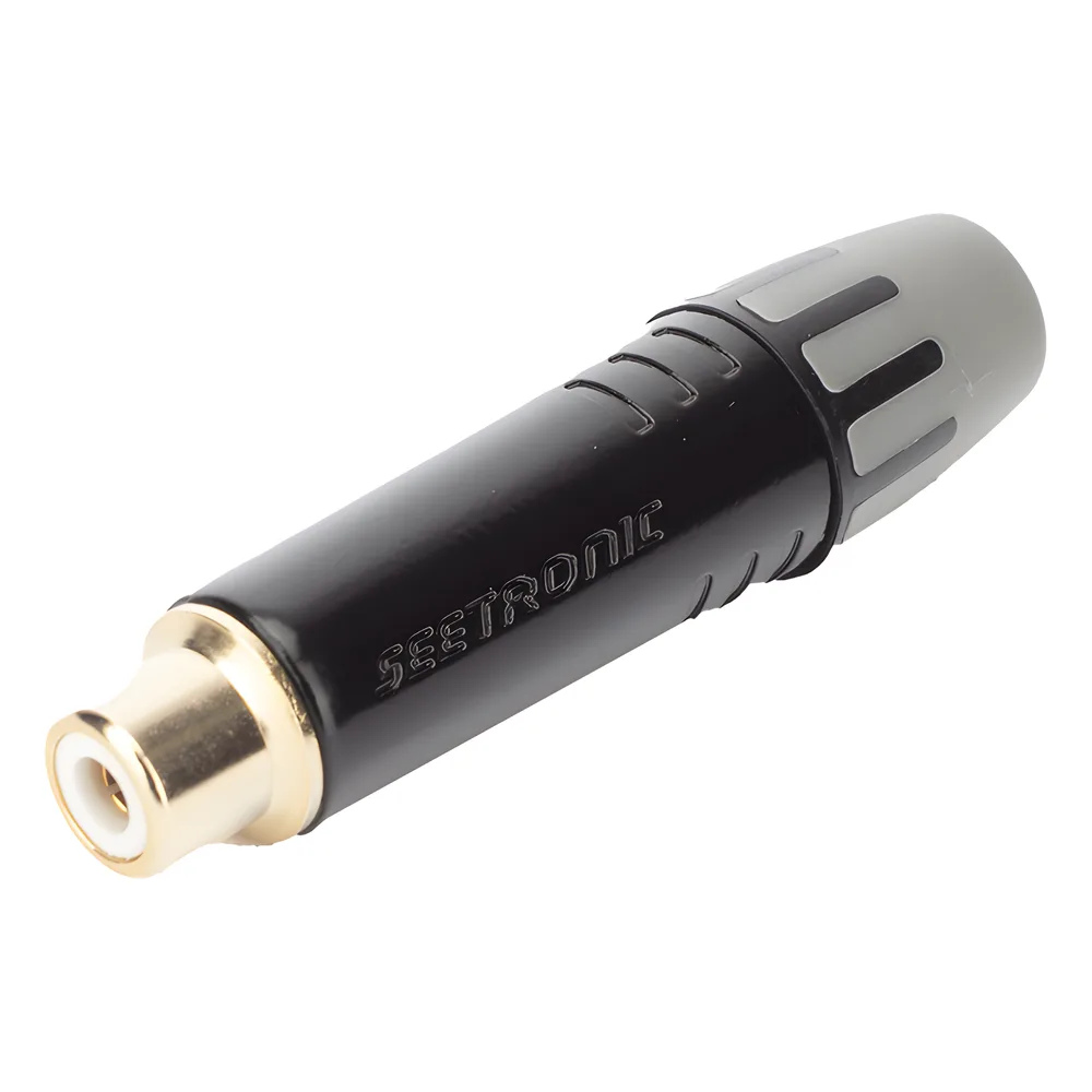 Conector Hembra RCA | Carcasa Enchapada en Negro | Contacto Enchapado en Oro | Cable OD 3.5-6.5mm – vista 2