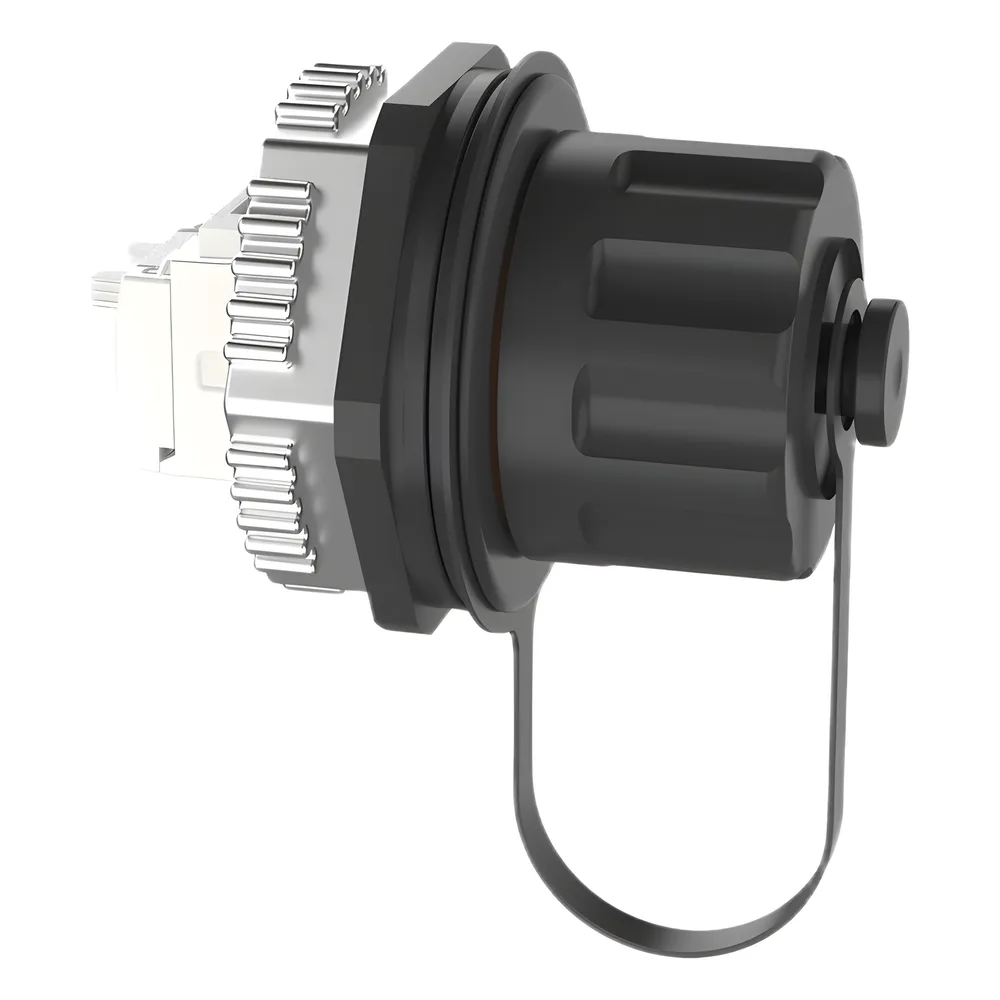 Conector Jack RJ45 de Uso Industrial Estilo TG, Categoría 6A, Con Tapa Protectora, Protección IP67 – vista 3