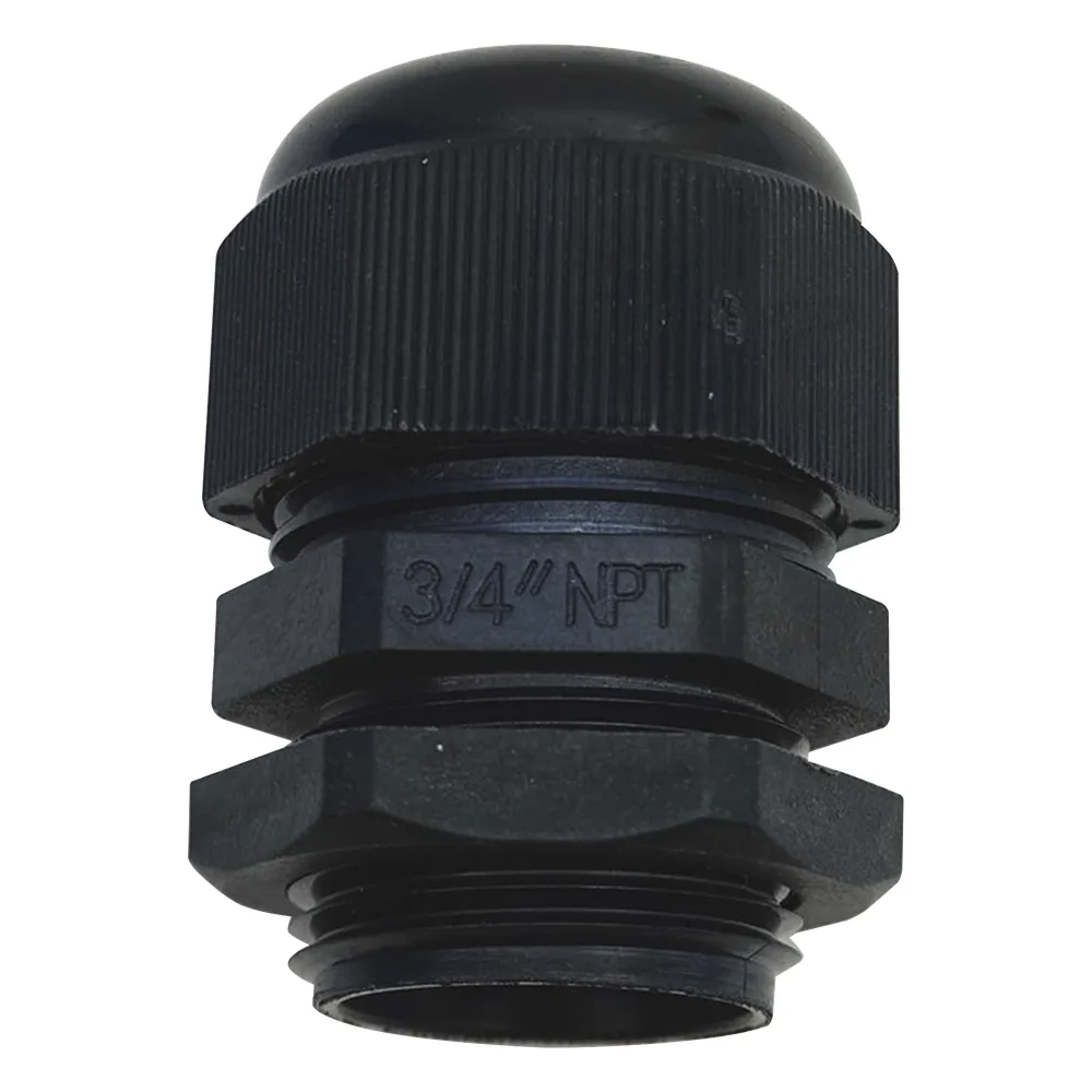 Conector Plástico Negro Tipo Glándula para Rosca NPT 3/4" – vista 2