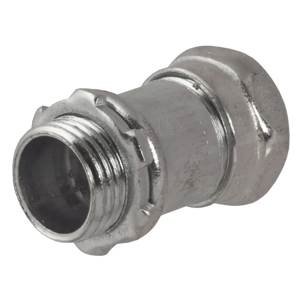 Conector Recto Compresión de Acero Galvanizado para Pared Delgada de 3/4" .