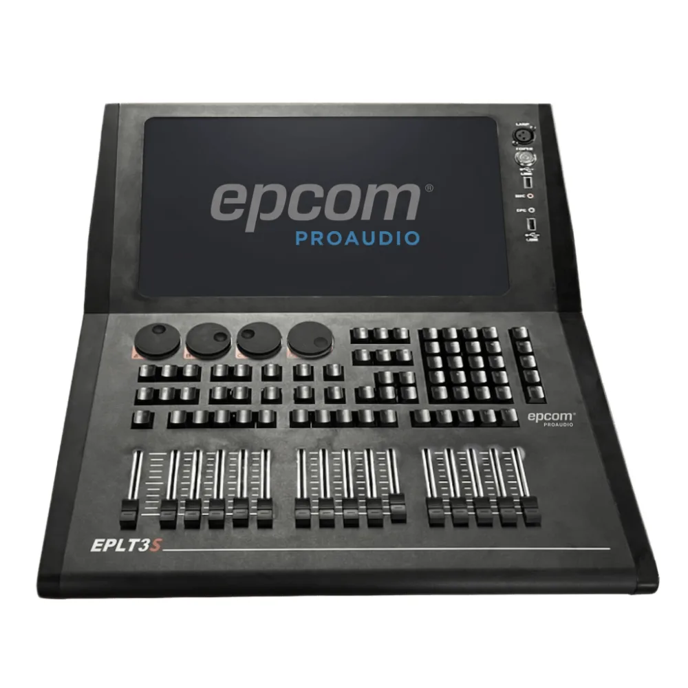 Consola de Control de Iluminación Profesional / 4 Universos DMX Nativo / 32 Universos Expandibles / 15 Faders de Reproducción / Pantalla Táctil 15.6 pulgadas / 4GB RAM + 128GB SSD / Linux OS Integrado