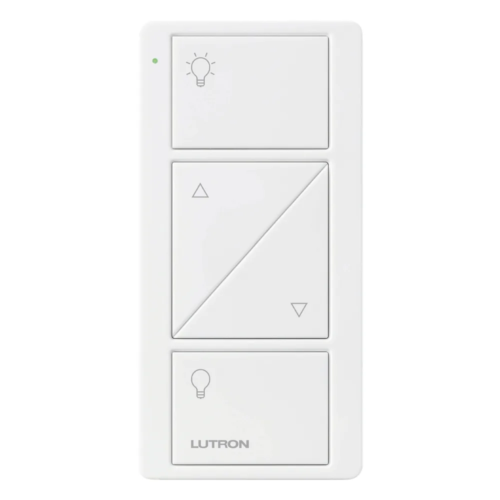 Control Pico inalámbrico de 2 botones con subir/bajar para iluminación, blanco brillante, compatible con Caséta, RadioRA 2 y HomeWorks QS