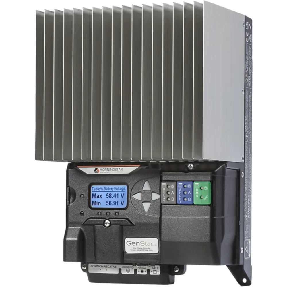 Controlador de Carga Solar MPPT / 100A 12/24/36/48V / Voc 200Vcc / Eficiencia 99% / Comunicación Modbus-Ethernet-SNMP / Sin Ventilador / ReadyRail – vista 3
