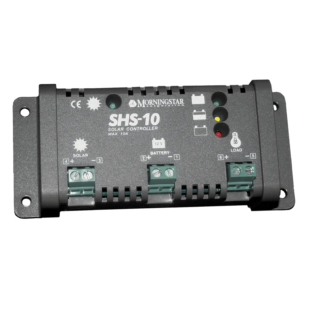 Controlador de Carga Solar PWM 10 A / 12 VCC / Desconexión Automática / IP22 / Protección Integral / Bajo Consumo 8 mA