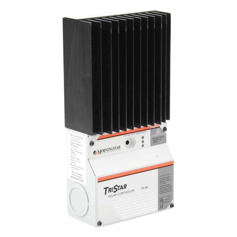 Controlador de Carga Solar TriStar PWM 60 A / 12V 24V 48V / Puerto RS-232 / Hasta 4 kW / Disipador de Calor / 7 Preajustes – vista 4