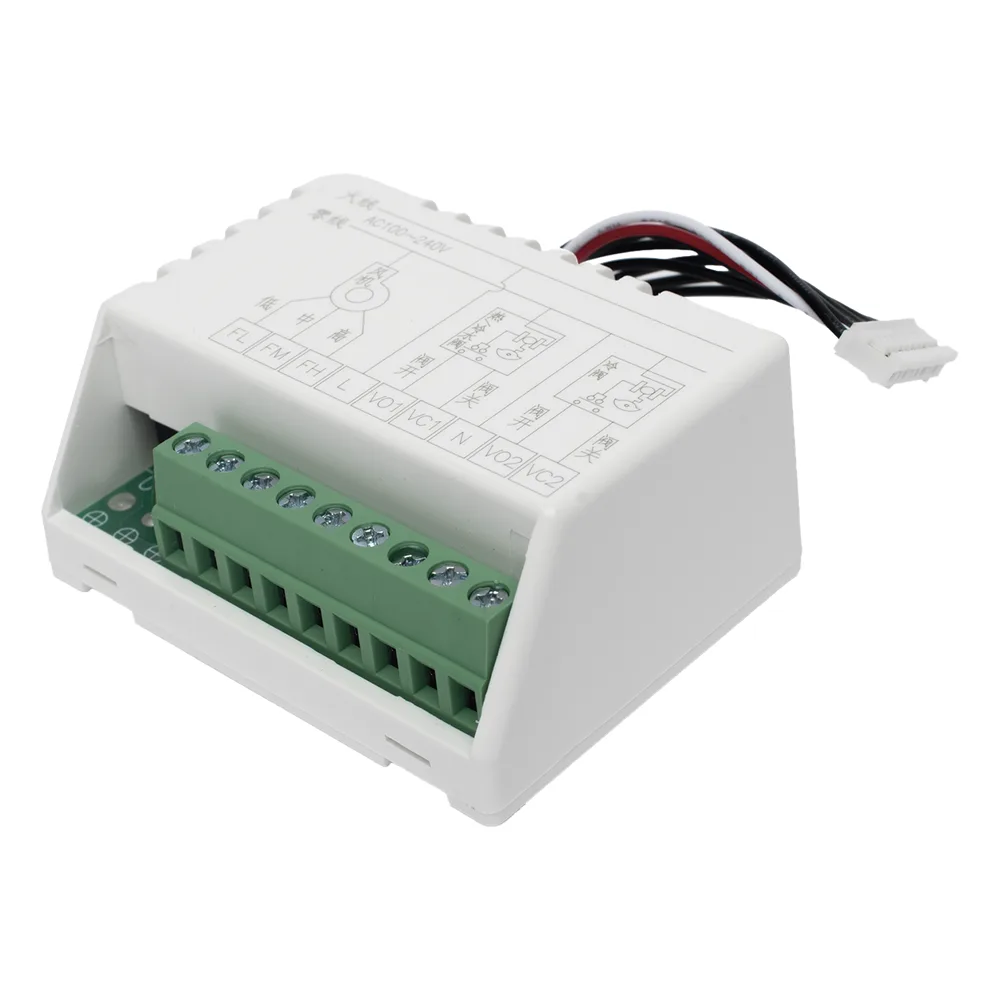 Controlador de temperatura de pared para fan coil de 2 o 4 tubos, salida on/off para válvula, control de ventilador manual o automático – vista 4
