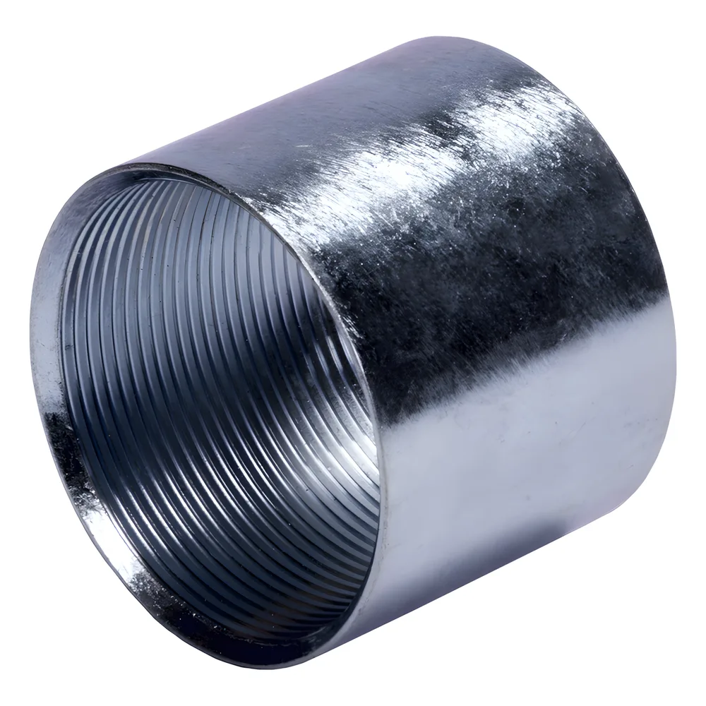 Cople de 1 1/4" ( 32 mm) para Tubo Pared Gruesa (IMC) /Galvanizado / Etiqueta Amarilla.