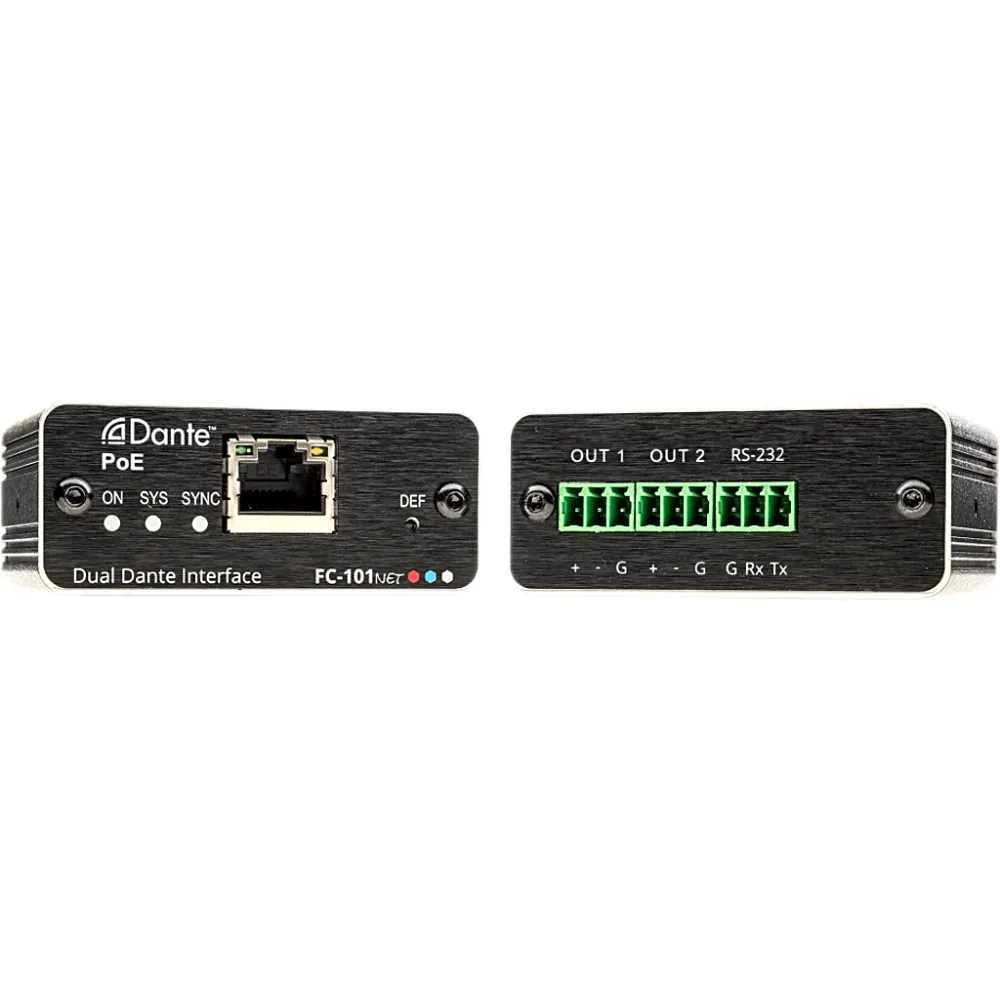 Decodificador Dante | 2 Canales | Salidas Mono Balanceadas | Alimentación PoE | Control de Volumen | Conversión 32 bits | Frecuencia de Muestreo 96 kHz | Kramer Protocol 3000