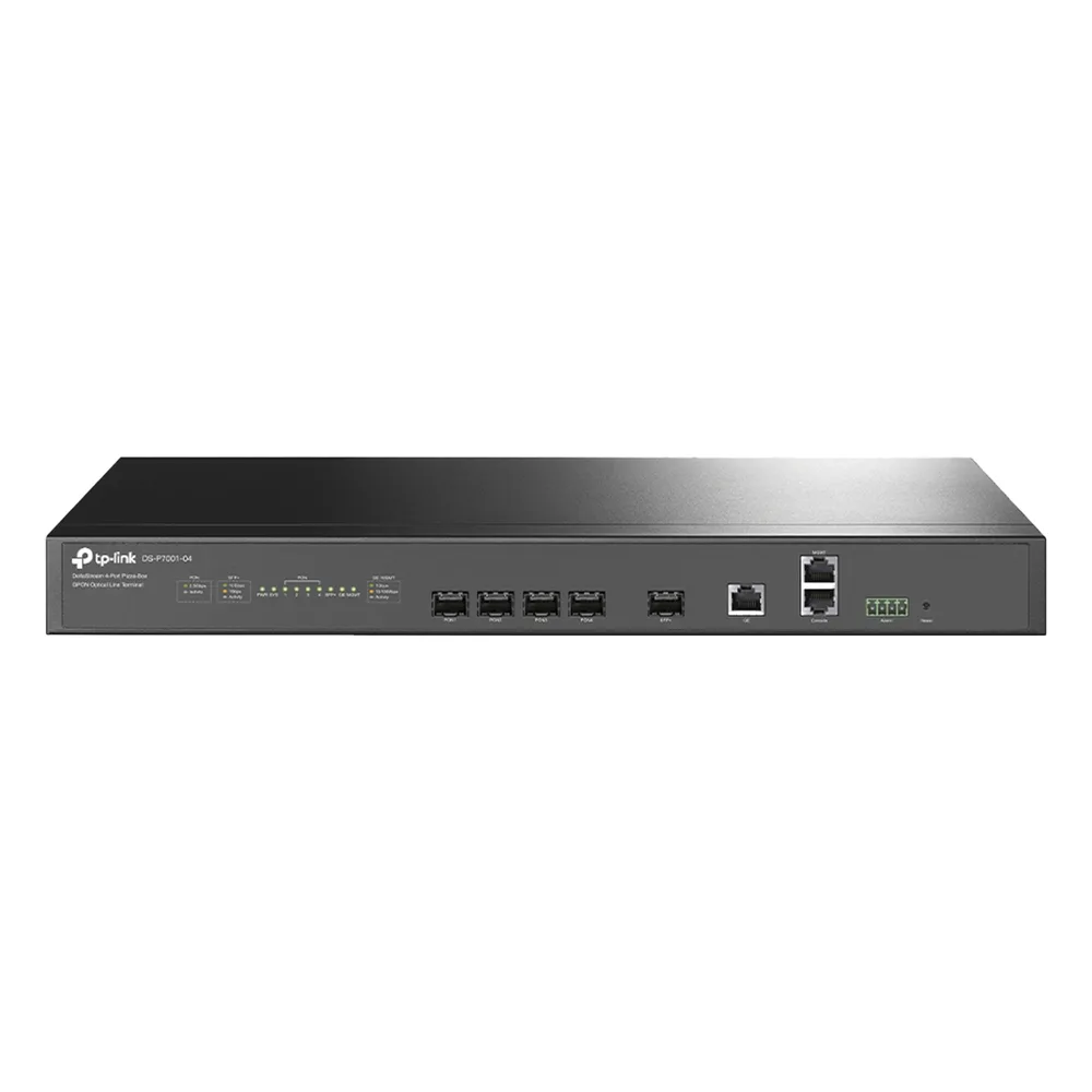 Delta Stream - OLT de 4 puertos GPON / Conexión de hasta 512 ONUs / 1 Puerto Gigabit RJ45 Uplink /  1 Puertos SFP+ Uplink / Fuentes Redundantes AC- DC (incluidas) / Administración desde la nube (DPMS)