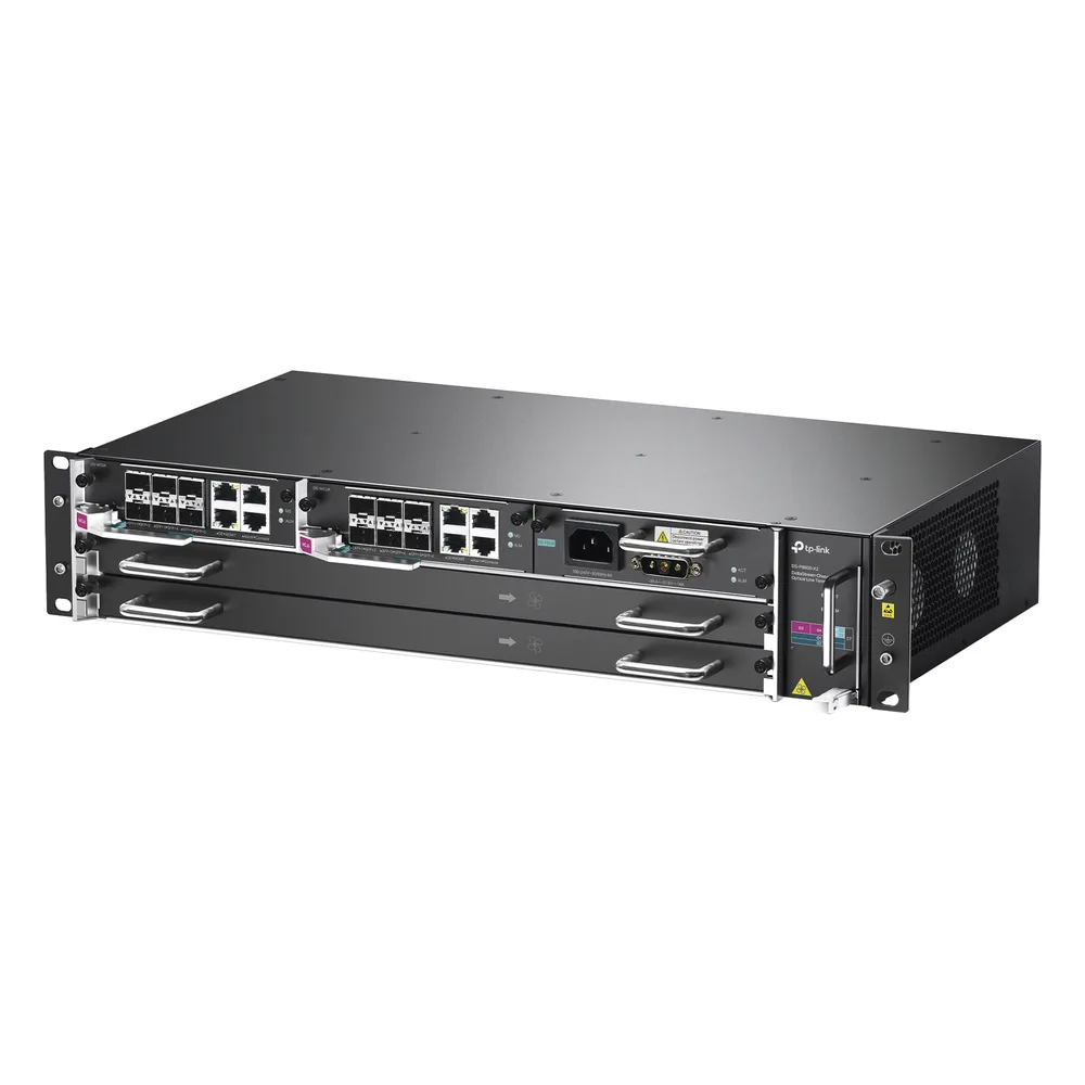 DeltaStream - OLT Módular GPON / Conexión de hasta 4,096 ONUs / 2 Tarjetas Main / Puertos Gigabit RJ45 Uplink / 4 Puertos SFP+ Uplink / Fuente Redundante AC- DC (incluida) / Administración desde la nube (DPMS) – vista 2