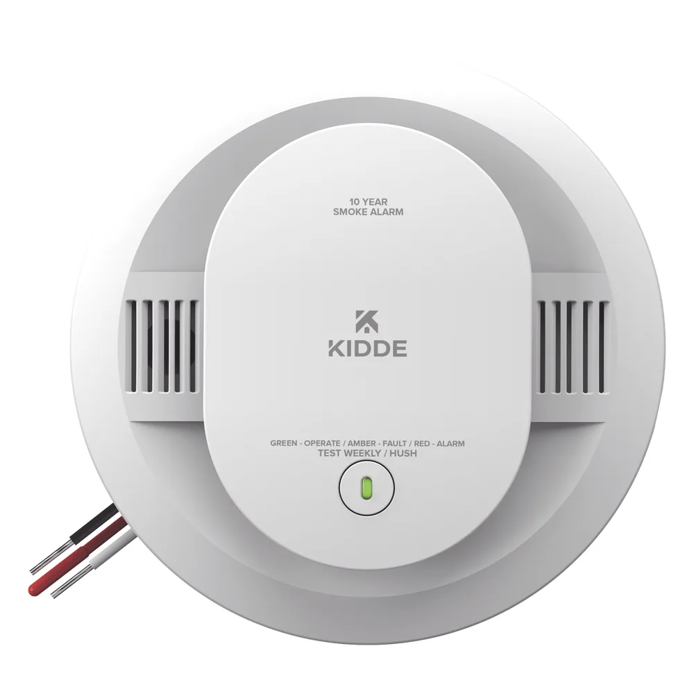 Detector de humo fotoeléctrico alámbrico 120 V CA con batería sellada de 10 años, interconexión hasta 24 dispositivos, pieza – vista 2