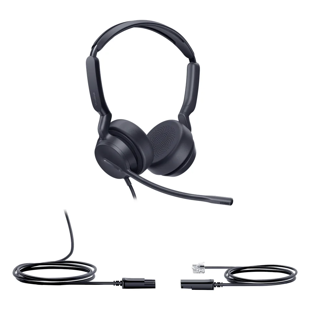 Diadema Analógica Alámbrica YHS36 E2 Dual de Yealink Over-the-Head con Micrófono Antiruido Conexión QD a RJ9 y Protección Auditiva ActiveProtection – vista 3