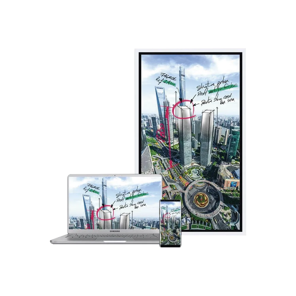 Display FLIP WiFi Interactivo de 55" con Lápiz Táctil.  Puertos USB/LAN/RS232/HDMI/Salida Touch – vista 2