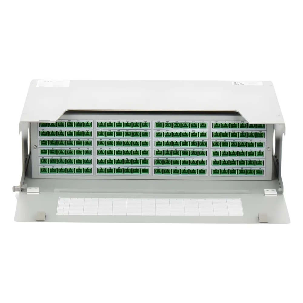 Distribuidor de Fibra Óptica para 144 Empalmes, con 144 Acopladores SC/APC y 144 Pigtails SC/APC, 19, 3 UR