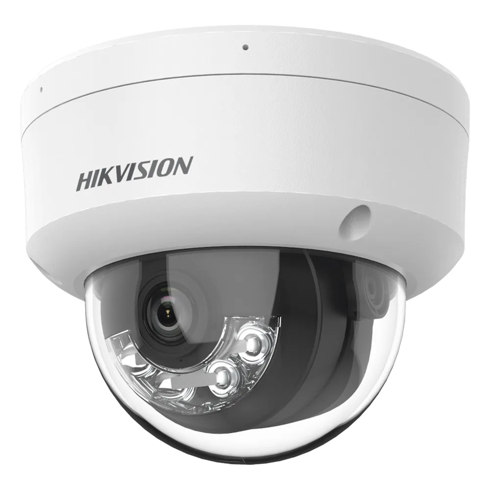 Domo IP 4 Megapixel / Lente 2.8 mm / Dual Light (30 mts IR + 30 mts Luz Blanca) / Micrófono Integrado / Antivandálico IK08 / Motion Detection 2.0 / Exterior IP67 / H.265 / PoE / ONVIF / Micro SD