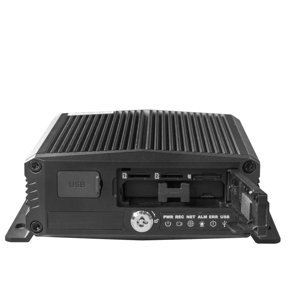 DVR Móvil / Multiplataforma / 4 Canales AHD + 2 canales IP/ Almacenamiento en Memoria Micro SD / H.265 / Chip IA Embebido / Soporta 4G / GPS – vista 3