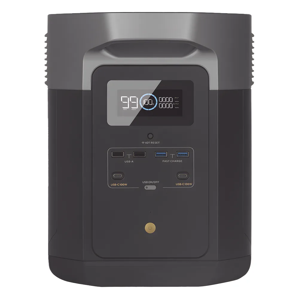 EcoFlow DELTA 2 MAX | Estación de Energía Portátil 2048Wh Litio LFP / 6 AC 2400 W (Max. 3400W) / 2 USB-C 100W / Capacidad para Aumentar Respaldo / Soporta Cargador de Coche 10A a 12.6V / Conectividad WiFi y Bluetooth (App) / Carga Sol – vista 6