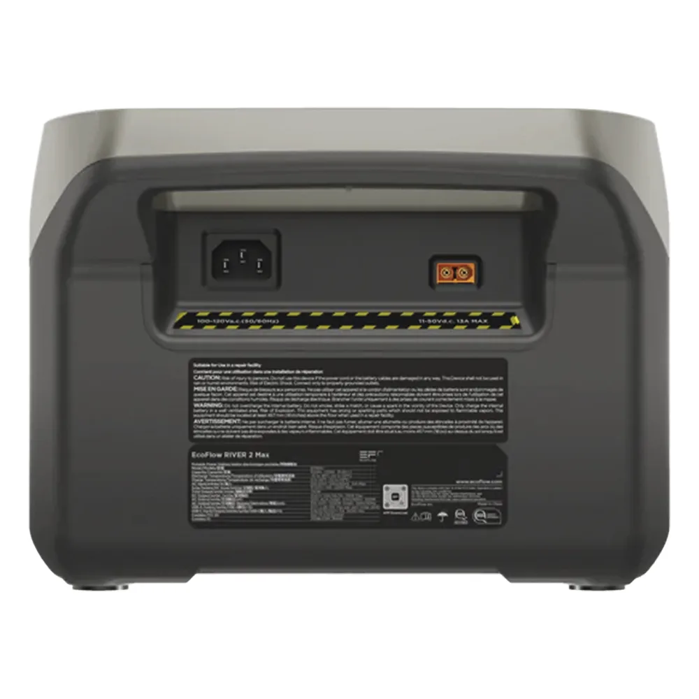EcoFlow River 2 Max | Estación de Energía Portátil 512Wh Litio LFP / 4 AC 500 W (Max. 1000W) / 1 USB-C 100W / 3 USB -A 12W / Cargador de Coche 8A a 12 o 24V / Conectividad WiFi y Bluetooth (App) / Carga Solar 220W Max. – vista 2