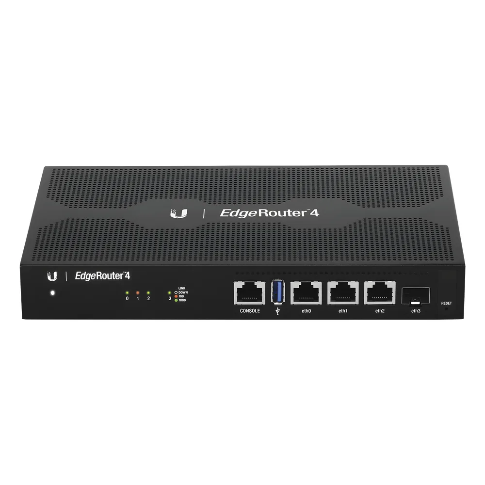EdgeRouter 4, con 3 puertos 10/100/1000 Mbps + 1 puerto SFP, con funciones avanzadas de ruteo