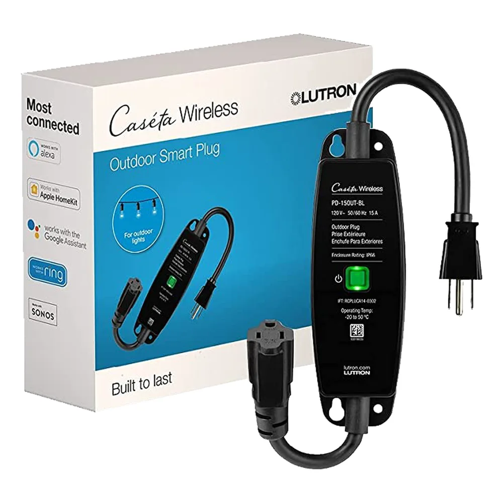 Enchufe inteligente para exteriores de 120 V y 15 A para iluminación y motores de 1/2 HP, con control Pico directo o app y geovallado mediante Smart Bridge, Caseta Wireless – vista 2
