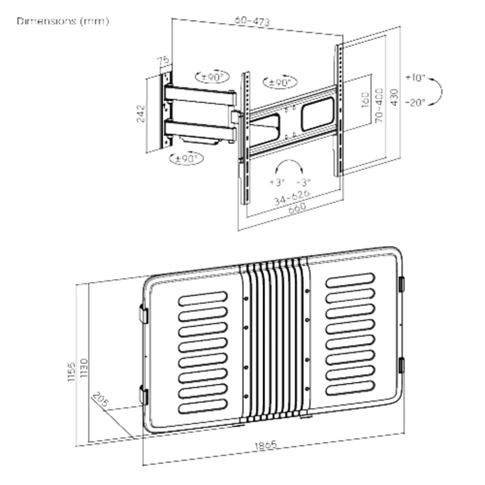 ENCLOSURE PARA PANTALLA HASTA 75" |  RESISTENTE  A INTEMPERIE MONTURA PARED | CAPACIDAD  DE CARGA MAX. 50 KG – vista 4