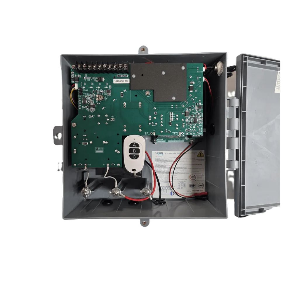 Energizador para Cerco Eléctrico Anti-Plantas / 10,000 Volts / 10,000 Metros Lineales / Alimentación AC 127-220V o Solar / Control Remoto RF 433 MHz / Sistema de Alarma Integrado / Salida Auxiliar 12Vdc 1.5A / Respaldo con Batería Int – vista 2