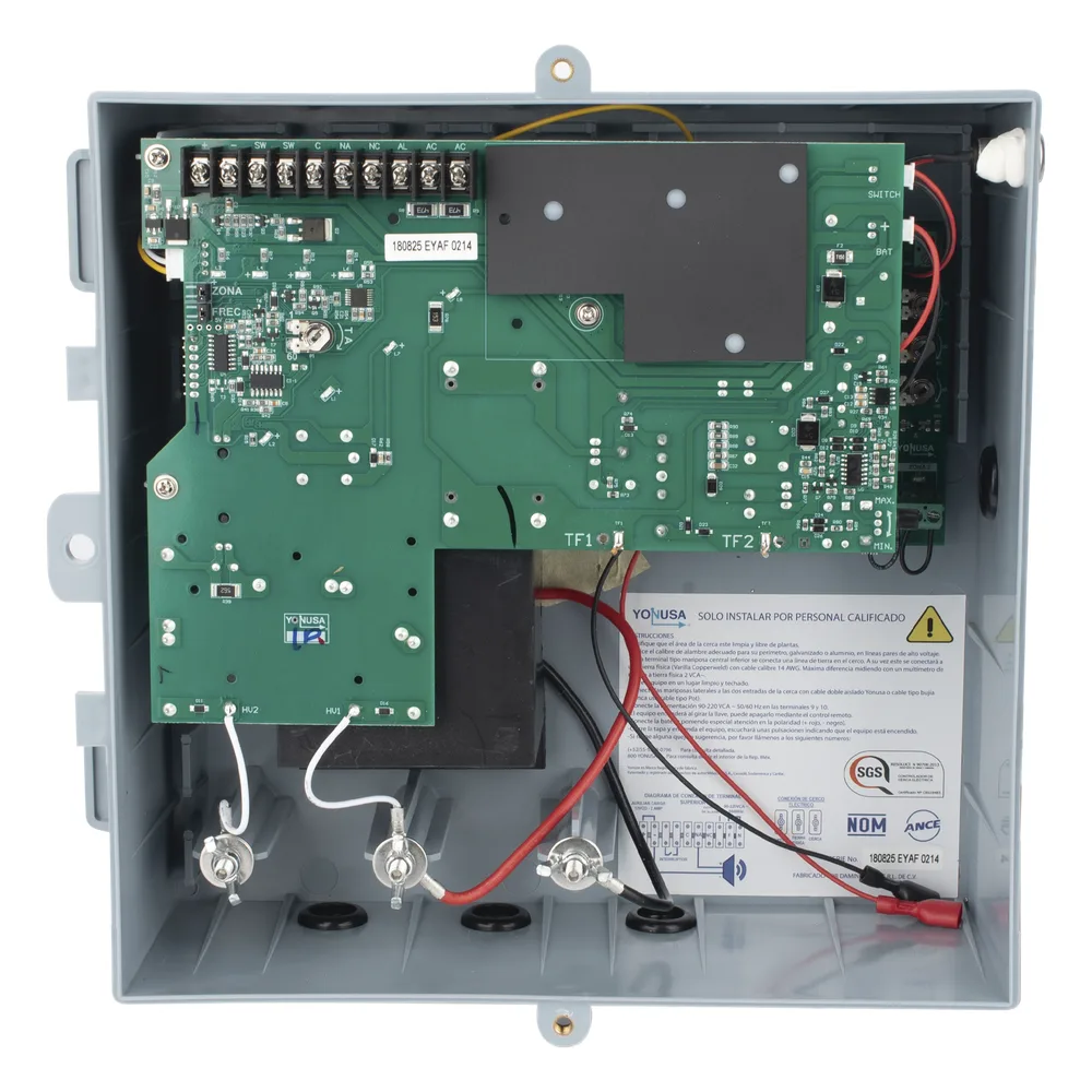 Energizador para Cerco Eléctrico Anti-Plantas / 10,000 Volts / 10,000 Metros Lineales / Alimentación AC 127-220V o Solar / Control Remoto RF 433 MHz / Sistema de Alarma Integrado / Salida Auxiliar 12Vdc 1.5A / Respaldo con Batería Int – vista 4