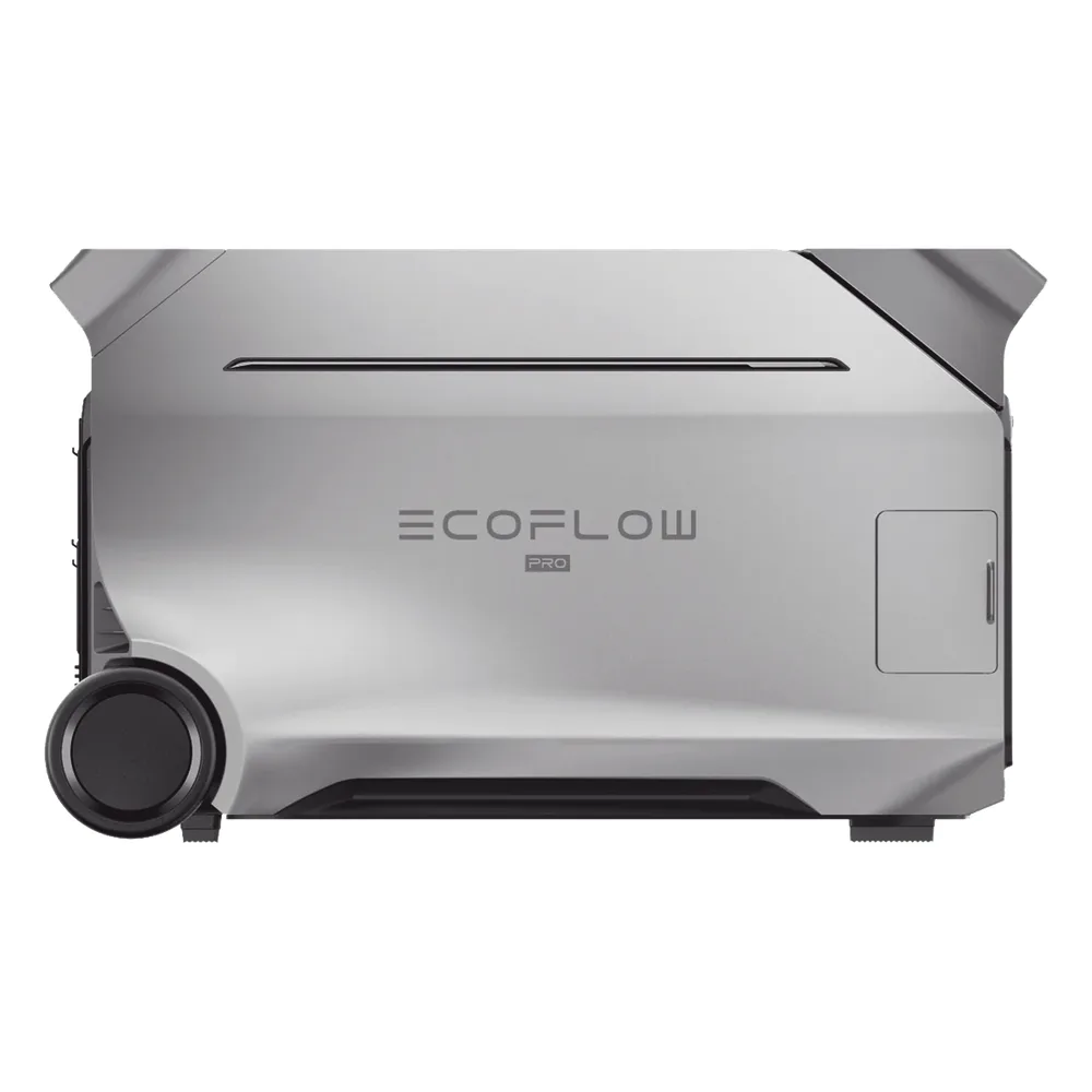 Estación de Energía Portátil DELTA PRO3 / 4096Wh Litio LFP / 5 AC 4000W (8000W Pico) / 2 USB-C 100W / Capacidad para Aumentar Respaldo / Cargador de Coche 10A a 12.6V / Conectividad WiFi y Bluetooth (App) / Carga Solar 2600W Max. (2 P – vista 3