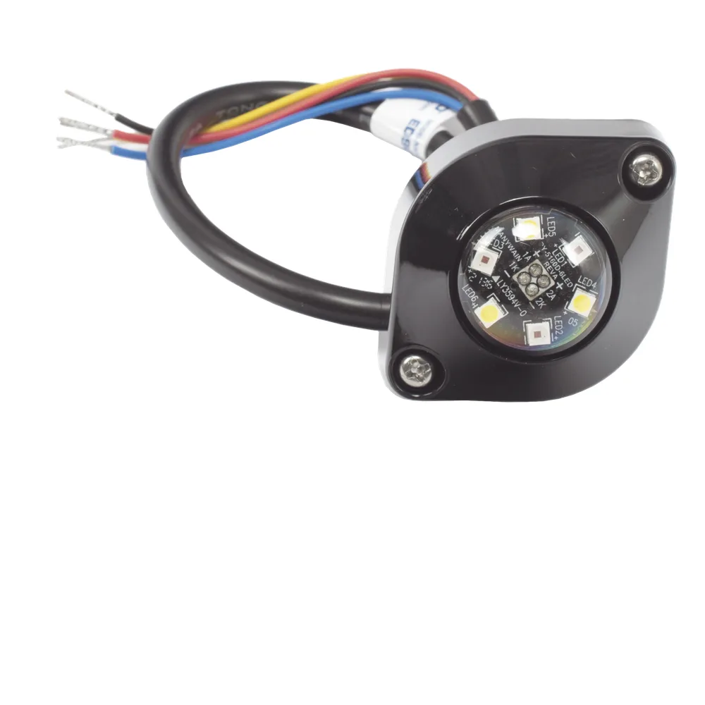 Estrobo Oculto de 6 LED, Rojo, Lente Transparente, Bisel Negro