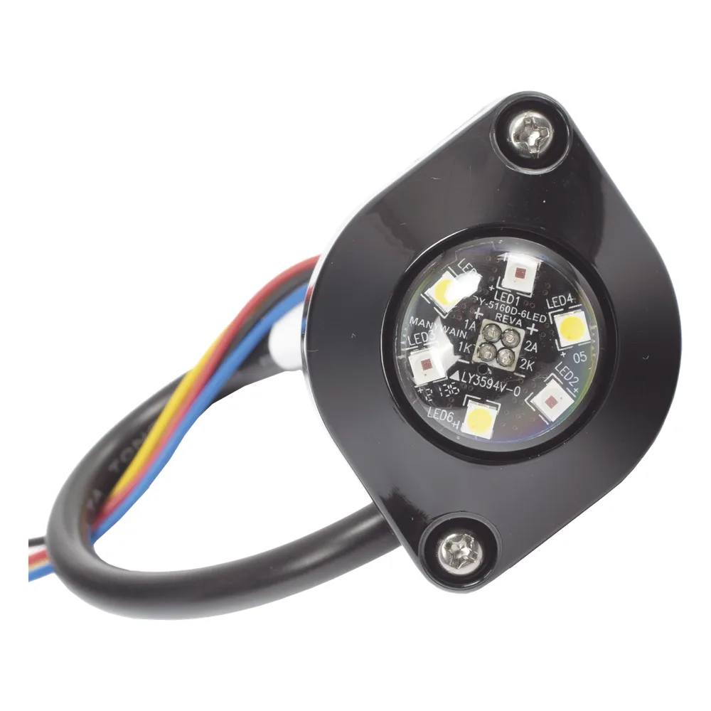 Estrobo Oculto de 6 LED, Rojo/Claro, Lente Transparente, Bisel Negro – vista 2