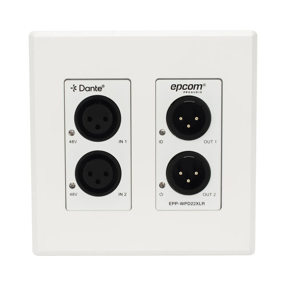 Extensor de Audio Analógico XLR a Dante® | 2 Entradas y 2 Salidas | Conversión Digital de Audio | PoE IEEE 802.3af | Phantom Power 48V | Latencia Configurable 1-5ms | Rango Dinámico >90dB