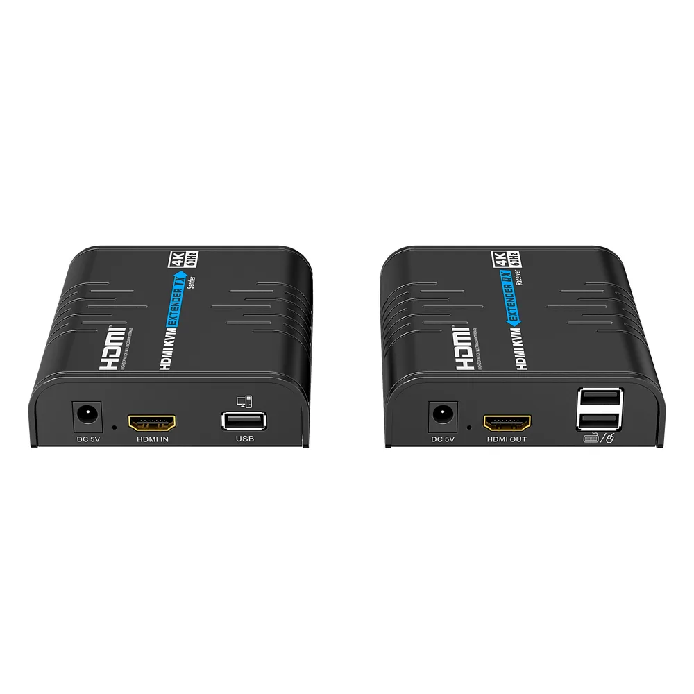 Extensor KVM HDMI 4K a 60 Hz | Transmisión hasta 120 mts con CAT6 | Resolución 4096x2160@60Hz | Ancho de Banda 18Gbps | HDCP1.4 y HDCP2.2 | Latencia 120~170ms | Conexión 1:1, 1:N, N:1, N:N – vista 2