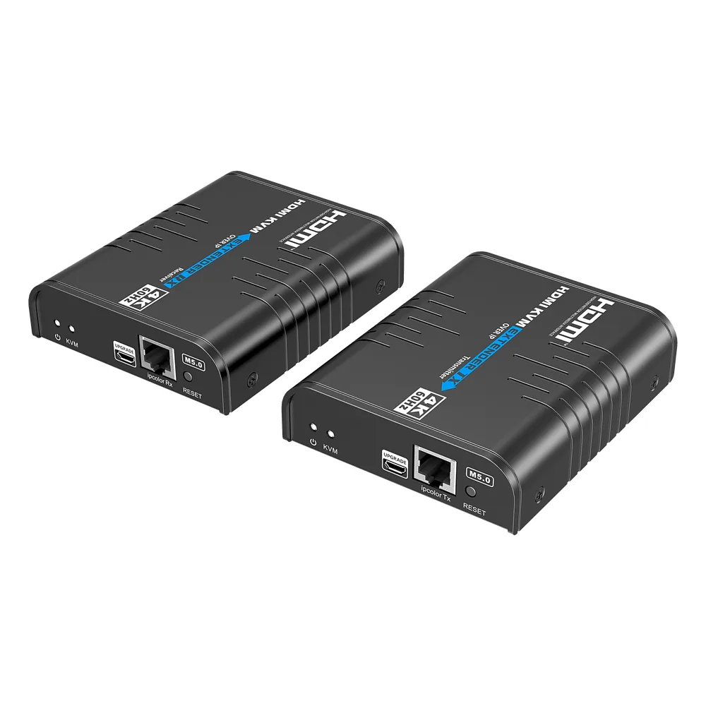 Extensor KVM HDMI 4K a 60 Hz | Transmisión hasta 120 mts con CAT6 | Resolución 4096x2160@60Hz | Ancho de Banda 18Gbps | HDCP1.4 y HDCP2.2 | Latencia 120~170ms | Conexión 1:1, 1:N, N:1, N:N – vista 4
