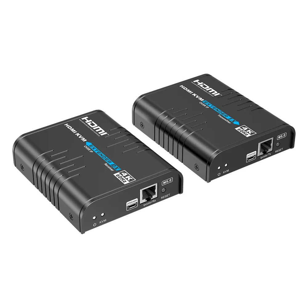 Extensor KVM HDMI 4K a 60 Hz | Transmisión hasta 120 mts con CAT6 | Resolución 4096x2160@60Hz | Ancho de Banda 18Gbps | HDCP1.4 y HDCP2.2 | Latencia 120~170ms | Conexión 1:1, 1:N, N:1, N:N – vista 5