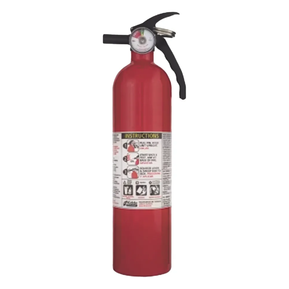 Extintor desechable de polvo químico seco multipropósito de 2.5 lb para fuegos clase A, B y C, con soporte de correa plástico