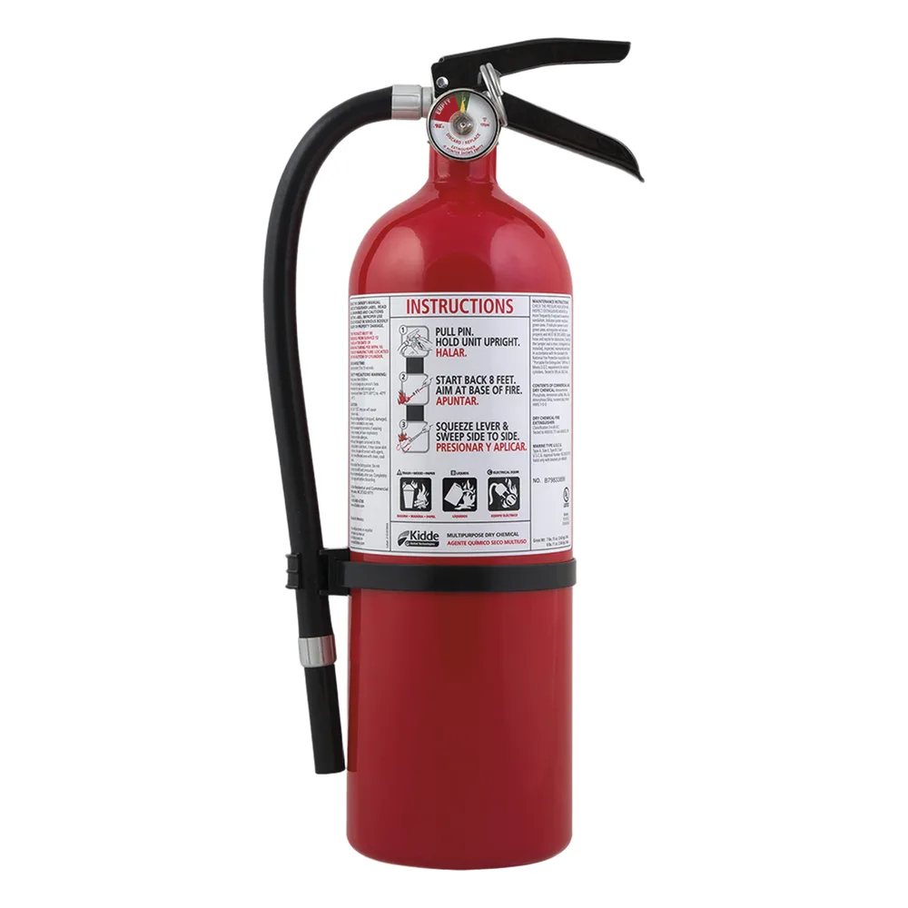 Extintor desechable multipropósito de polvo químico seco para fuegos clase A, B y C, uso en garage y taller, cilindro blanco, paquete de 4 piezas de 5.5 lb