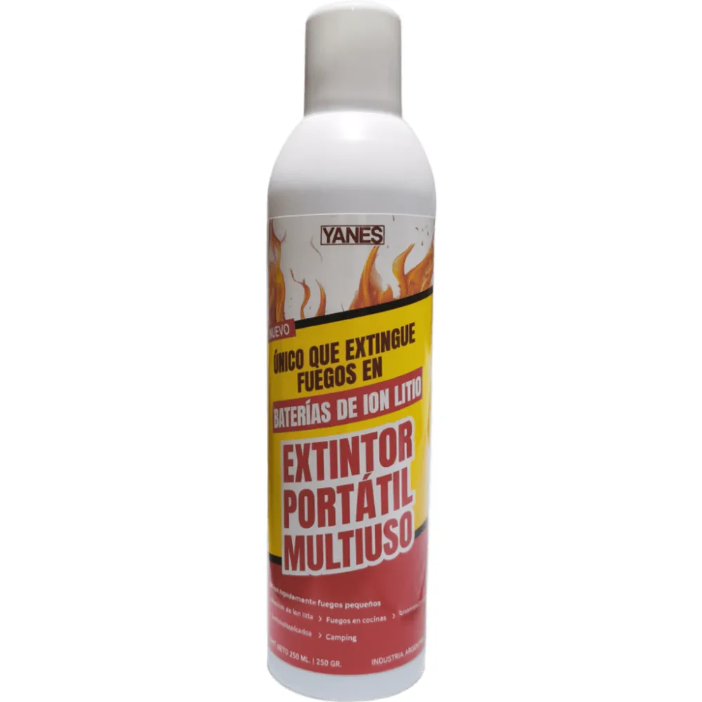 Extintor Portátil en Aerosol, fuegos clase A, K y baterías de iones de litio (Li).