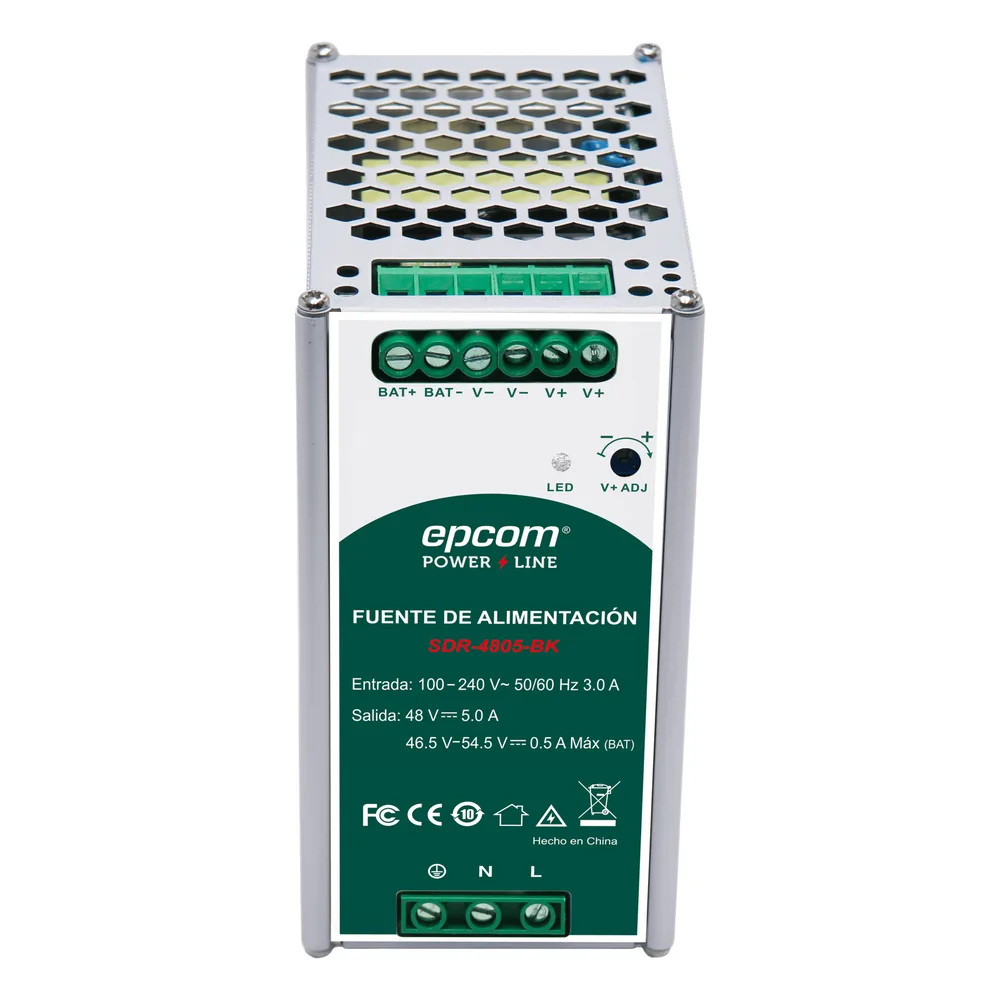 Fuente de Alimentación Industrial  | Tipo DIN RIEL  | 48 VCC  | 5 A | Capacidad de baterías de respaldo