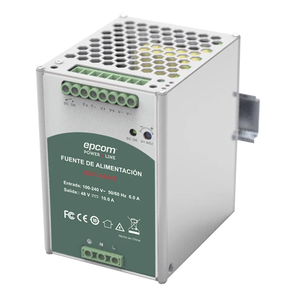Fuente de Poder Industrial 48 Vcc @ 10A / 480W / Función relay Vcc  / Función de Conexión Paralelo / Riel Din