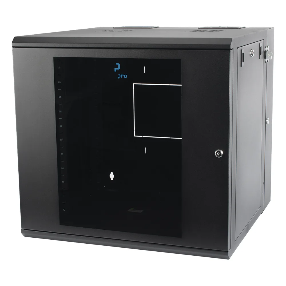 Gabinete Abatible de Pared (Con Marco Trasero) con Rack 19" de 12 Unidades. Ventana de Cristal Templado. – vista 2