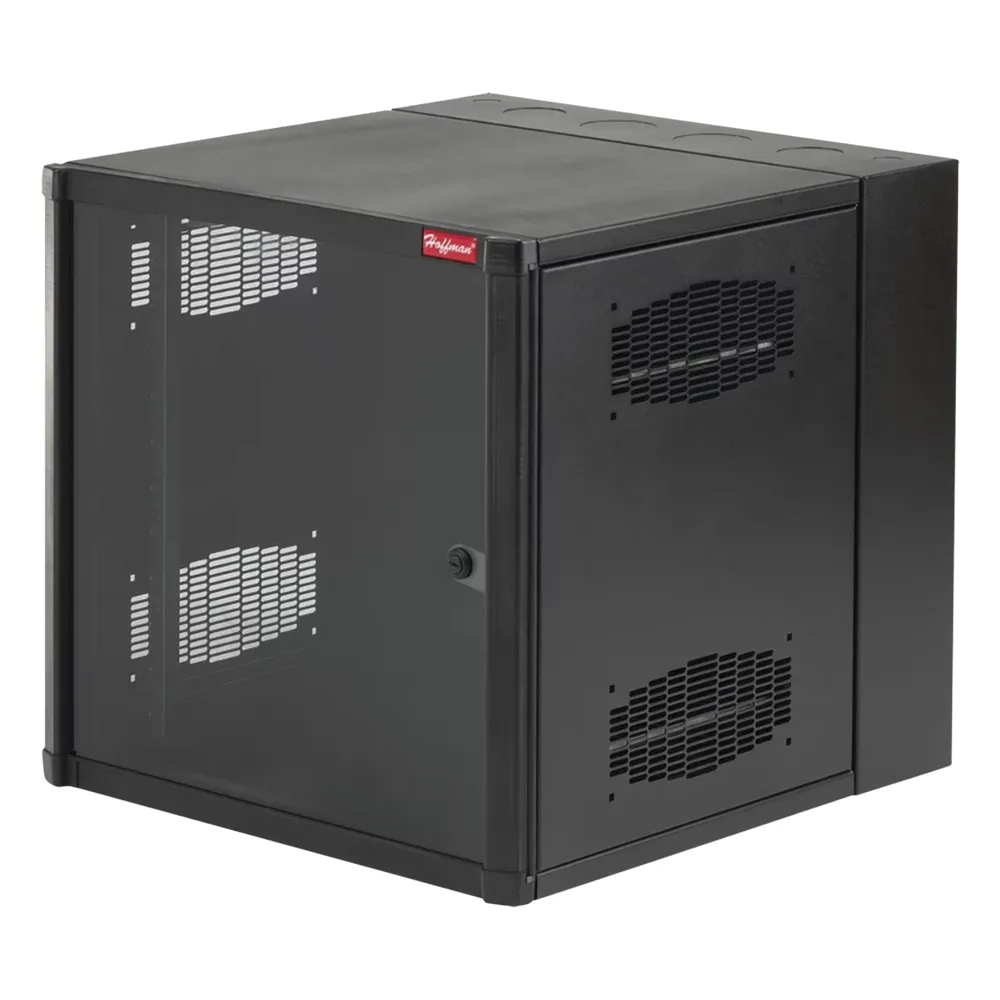 Gabinete AccessPlus de 12 UR Montaje en Pared de 19in, Rieles Numerados y Roscados #10-32, Puerta con Ventana de Seguridad, 600 mm de Ancho, 637 mm de Profundidad, Color Negro